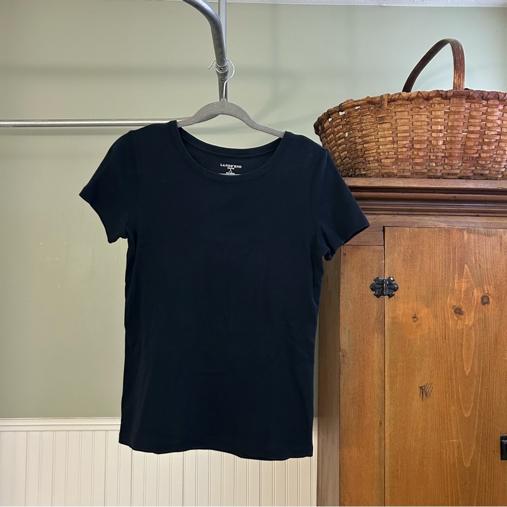 Lands' End Women's Classic Black Short Sleeve Tee